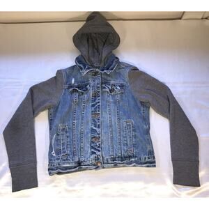 Abercrombie Fitch Denim Gray Hoodie Jacket Distressed Kids Size XS